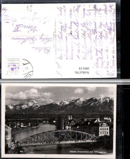 300134,Villach Teilansicht Draubrücke Brücke m. Mittagskogel Bergkulisse pub Franz Schilcher 806