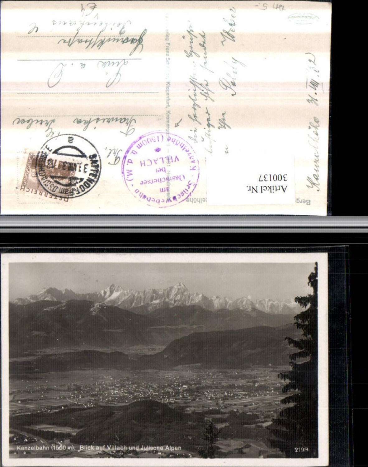 300137, Villach Total view from the Kanzelbahn mountain scenery pub Franz Schilcher 2198