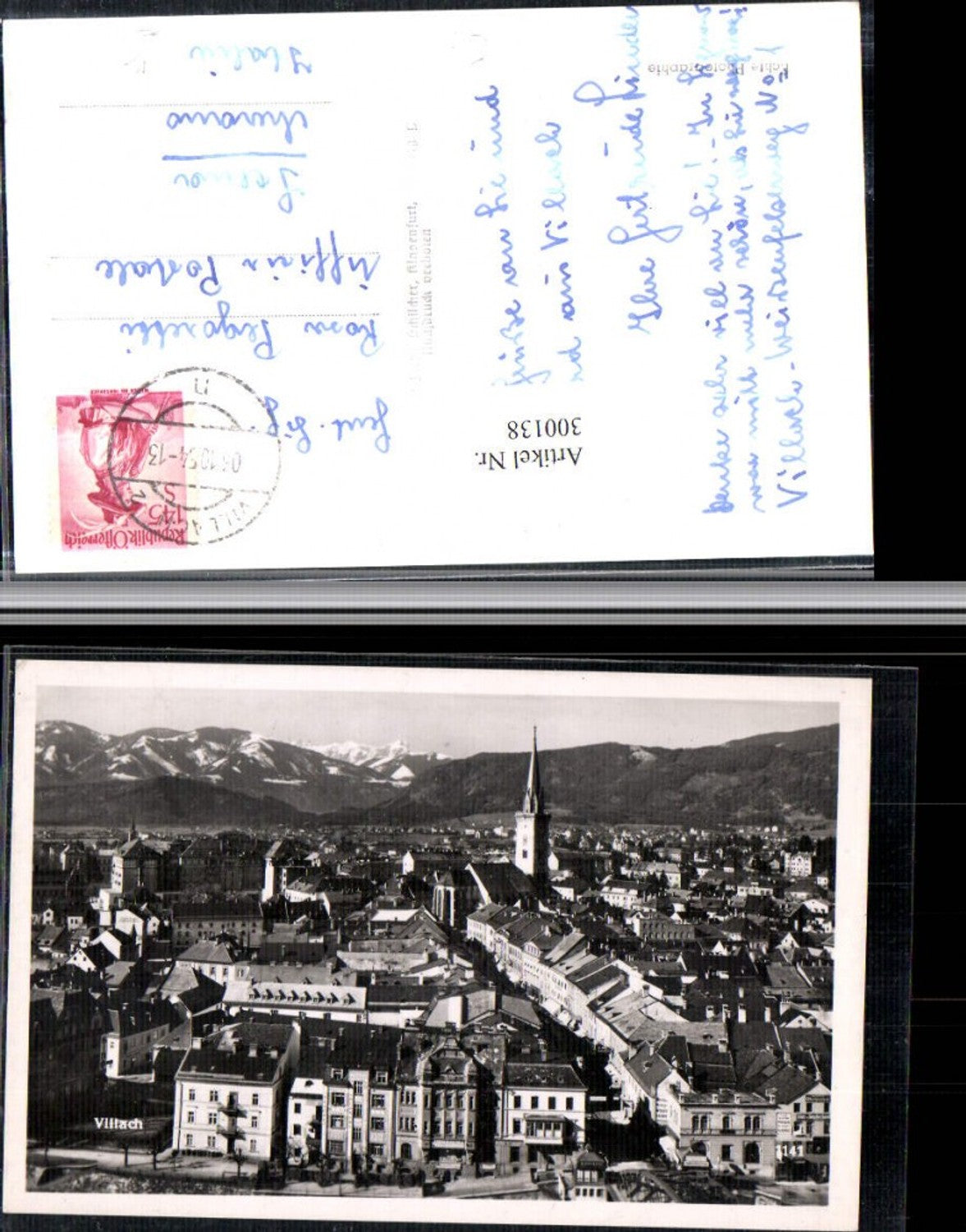 300138,Villach Totale Kirche Bergkulisse pub Franz Schilcher 1141