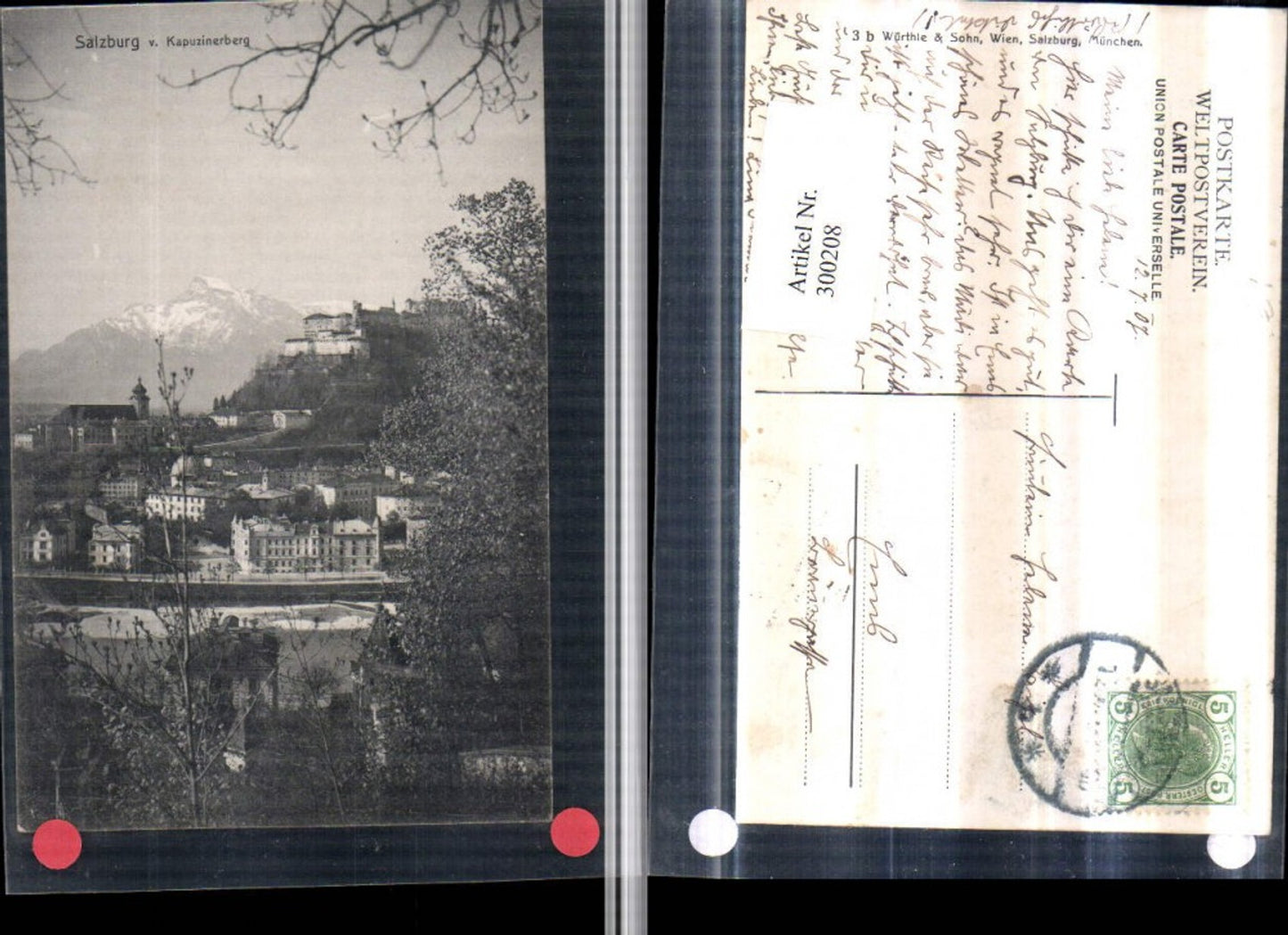 300208,Salzburg Teilansicht m. Festung vom Kapuzinerberg Bergkulisse