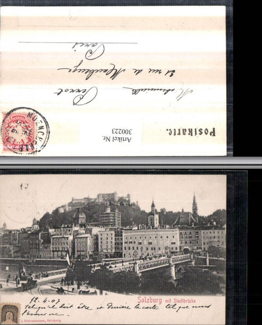 300223,Salzburg Teilansicht m. Stadtbrücke Brücke u. Festung