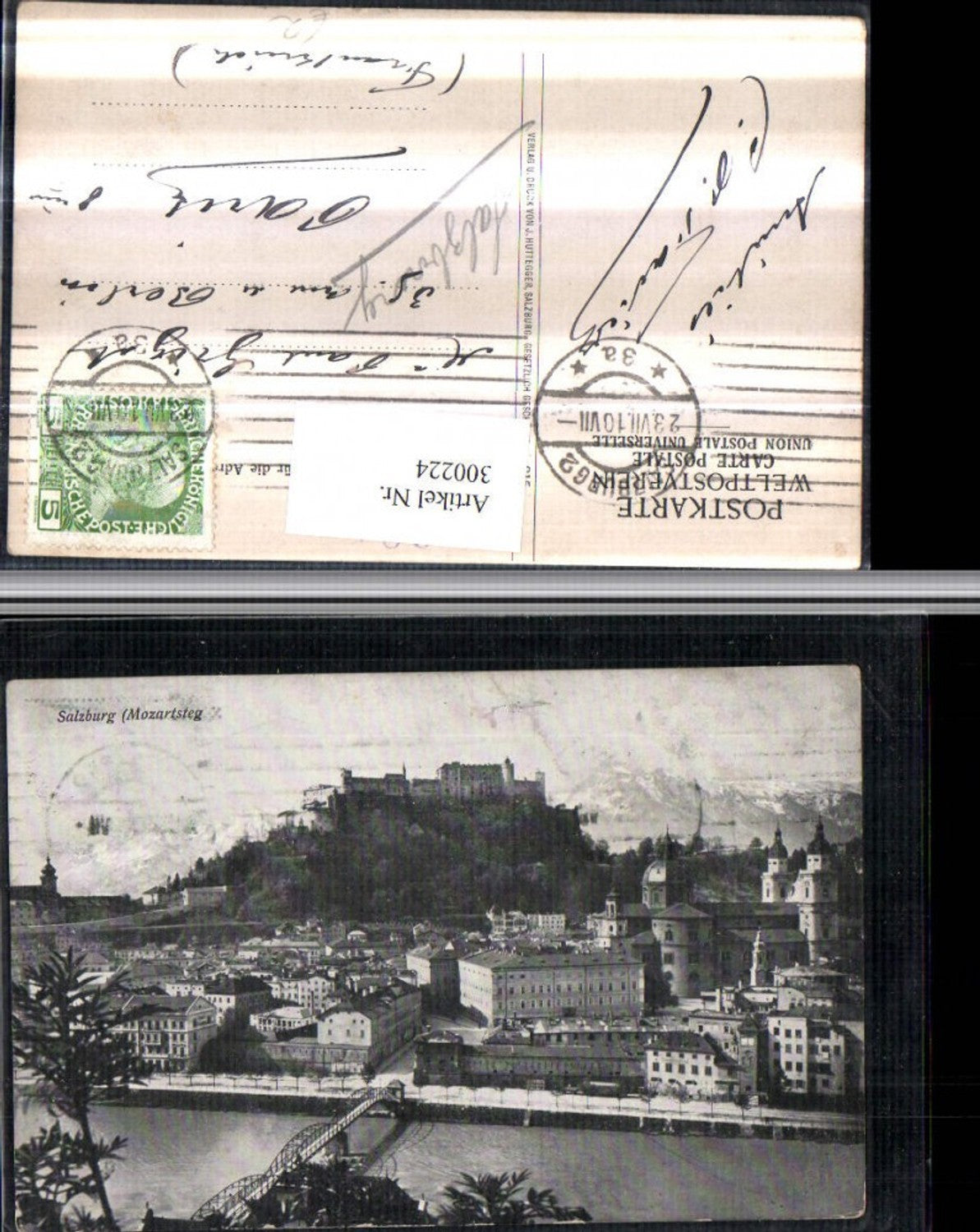 300224,Salzburg Teilansicht m. Mozartsteg u. Festung Bergkulisse