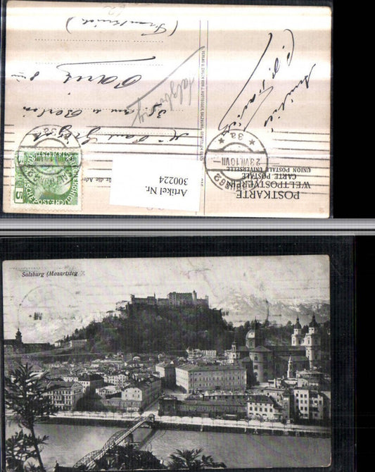 300224,Salzburg Teilansicht m. Mozartsteg u. Festung Bergkulisse