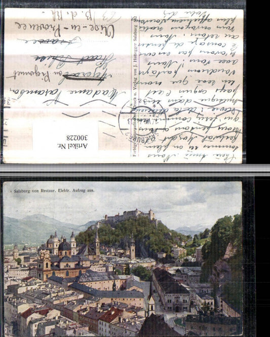 300228,Salzburg Totale m. Festung von Restaurant Elektrischer Aufzug