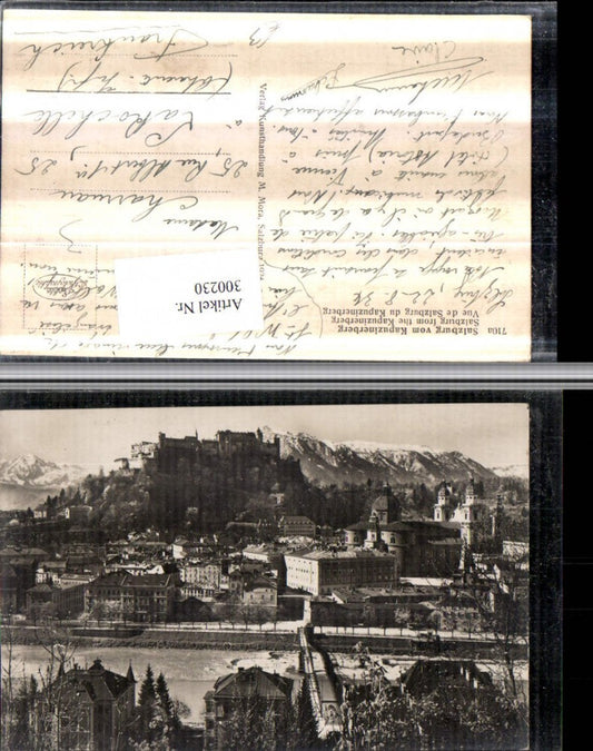 300230,Salzburg Totale Brücke Festung vom Kapuzinerberg Bergkulisse
