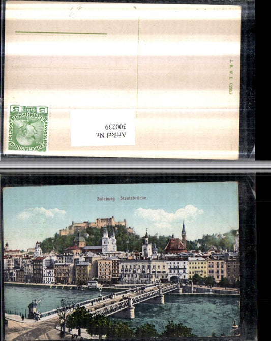 300239,Salzburg Teilansicht Staatsbrücke Brücke m. Festung