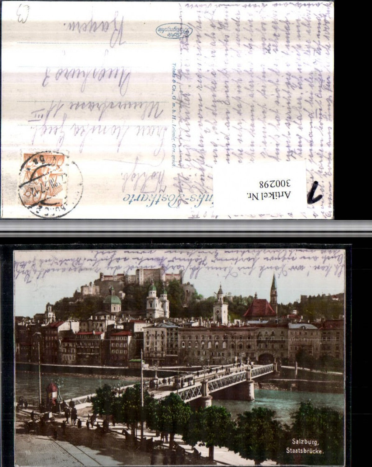 300298,Salzburg Teilansicht Staatsbrücke Brücke m. Festung