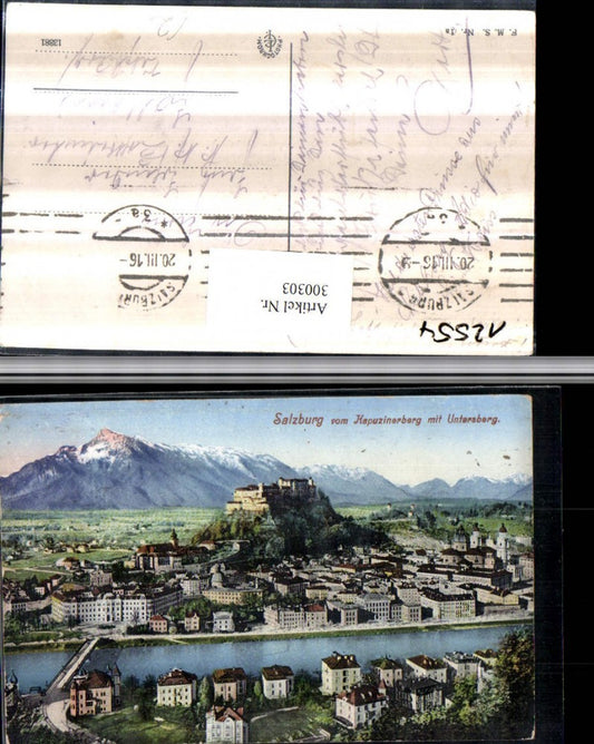 300303,Salzburg Totale vom Kapuzinerberg m. Festung u. Untersberg Bergkulisse