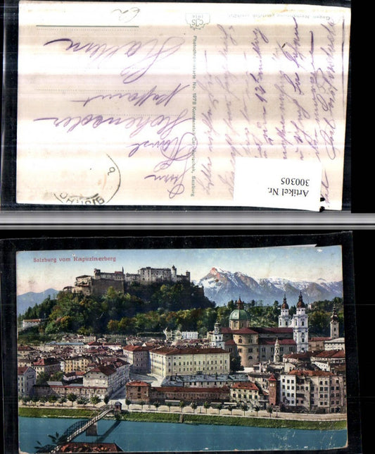 300305,Salzburg Teilansicht vom Kapuzinerberg m. Festung Brücke Bergkulisse