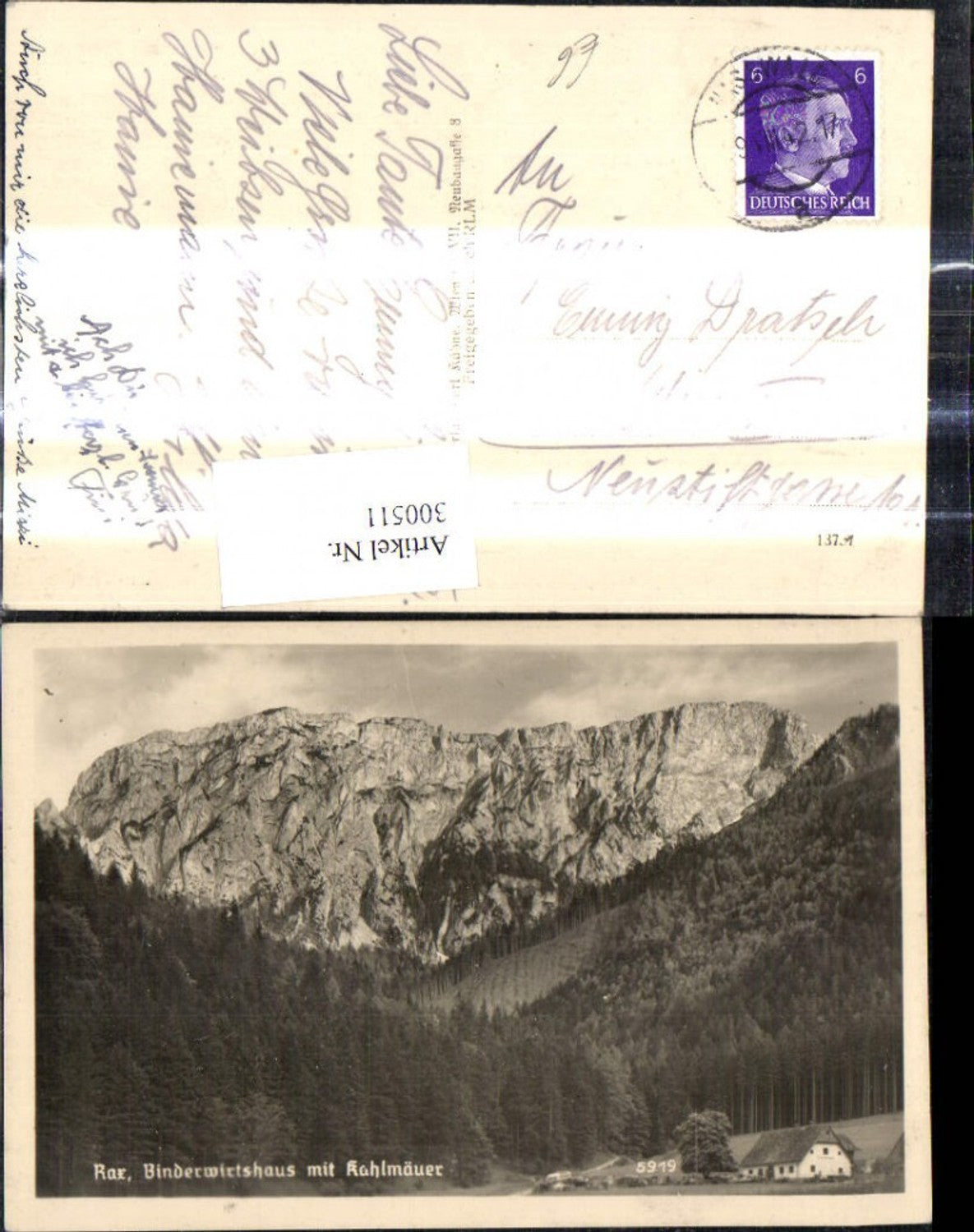 300511,Foto Ak Raxalpe Binders Wirtshaus m. Kahlmäuer Naßwald Schwarzau