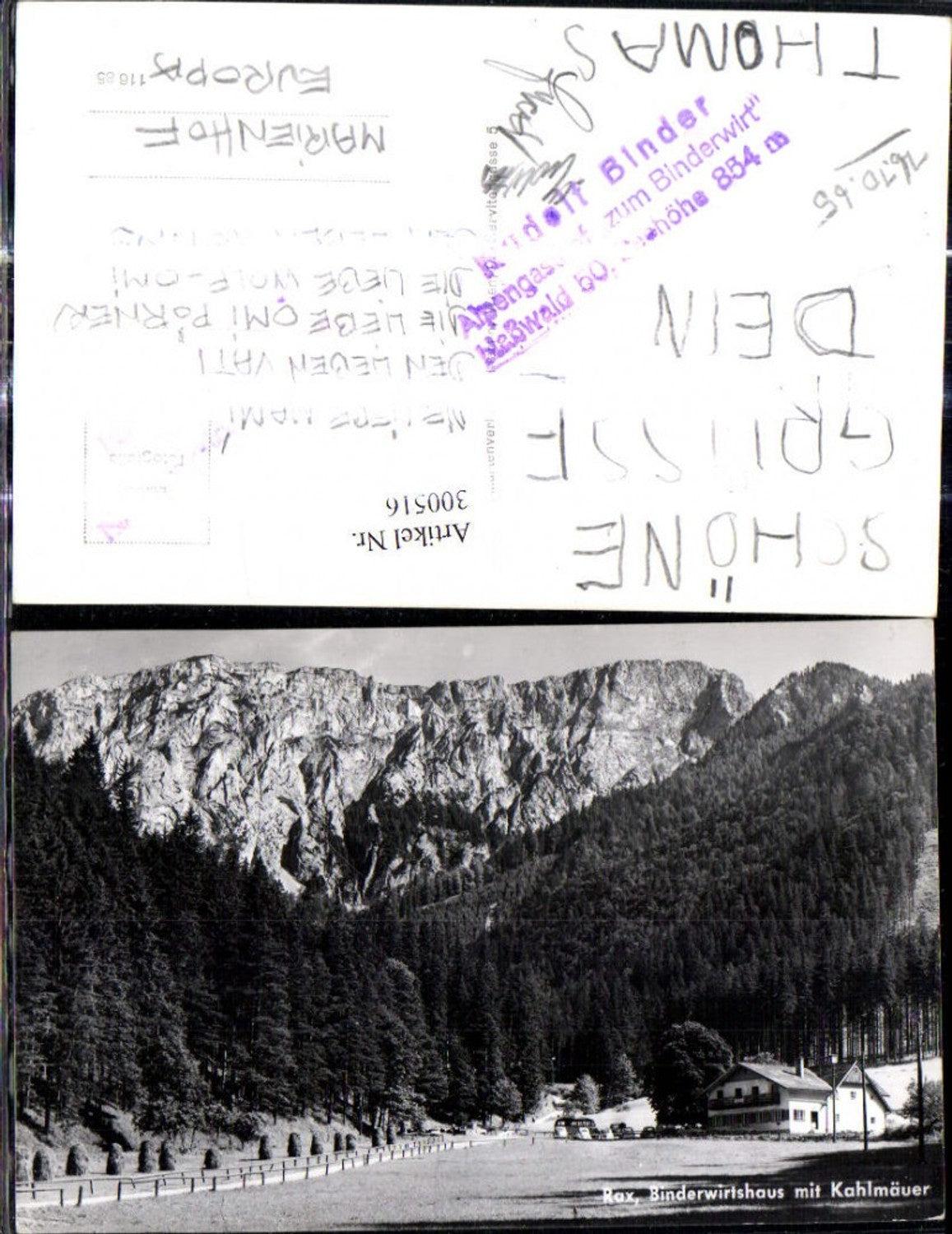 300516,Foto Ak Rax Binder Wirtshaus i. Reisstal geg. Kahlmäuer Naßwald