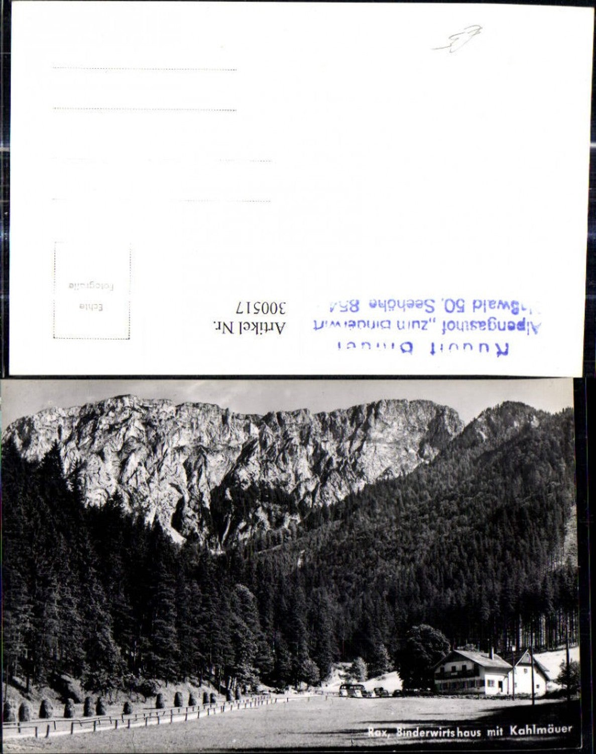 300517,Foto Ak Rax Binder Wirtshaus i. Reisstal geg. Kahlmäuer Naßwald