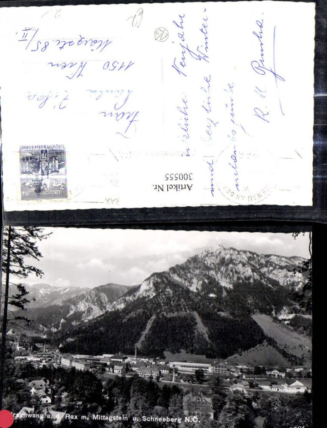 300555,Foto Ak Hirschwang a. d. Rax Mittagstein u. Schneeberg