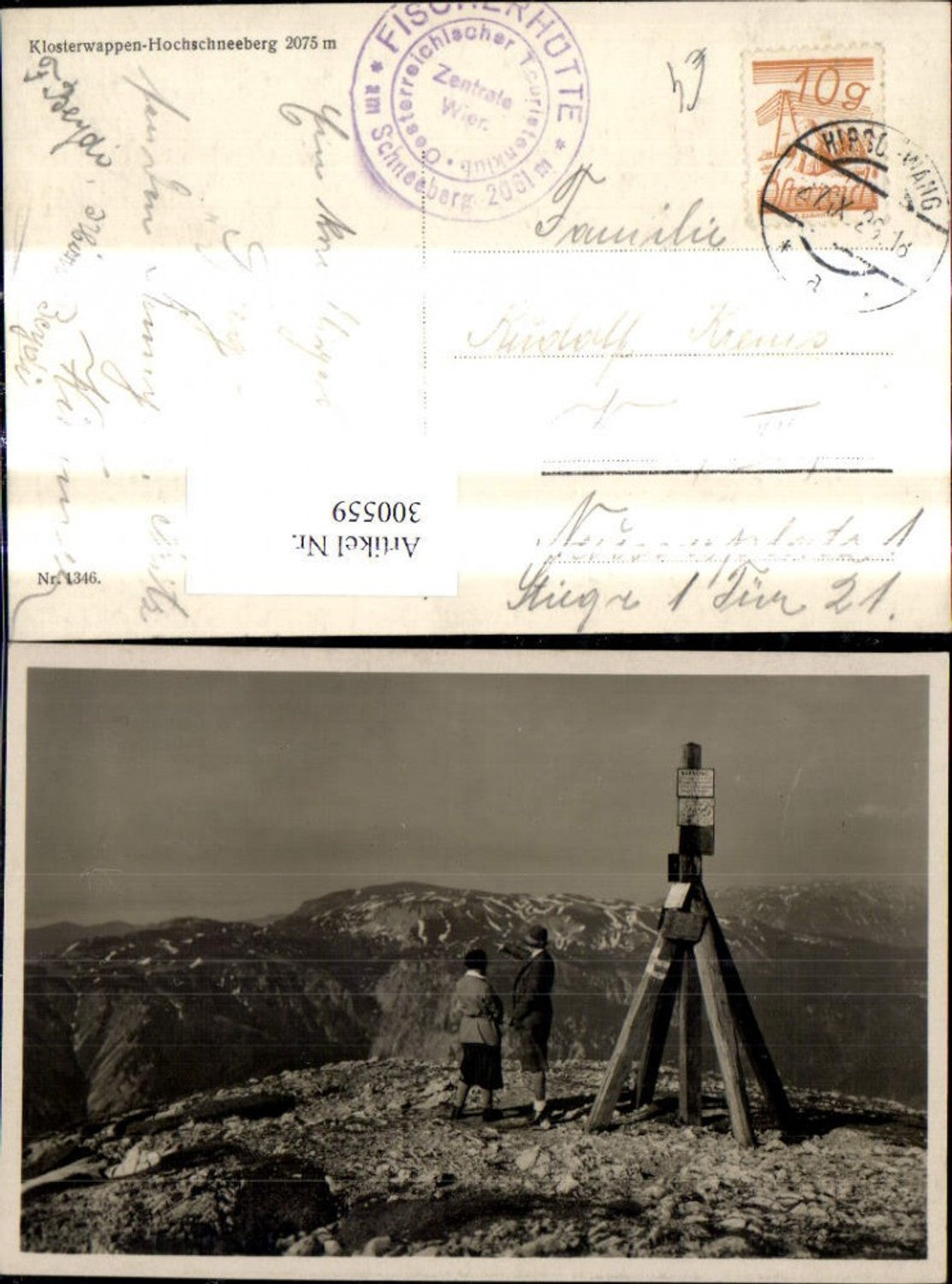 300559,Klosterwappen Hochschneeberg b. Reichenau Schwarzau Bergkulisse