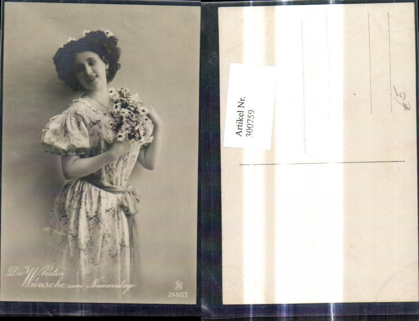 300759,Frau Blumen i. Haar Margeriten Strauß Namenstag