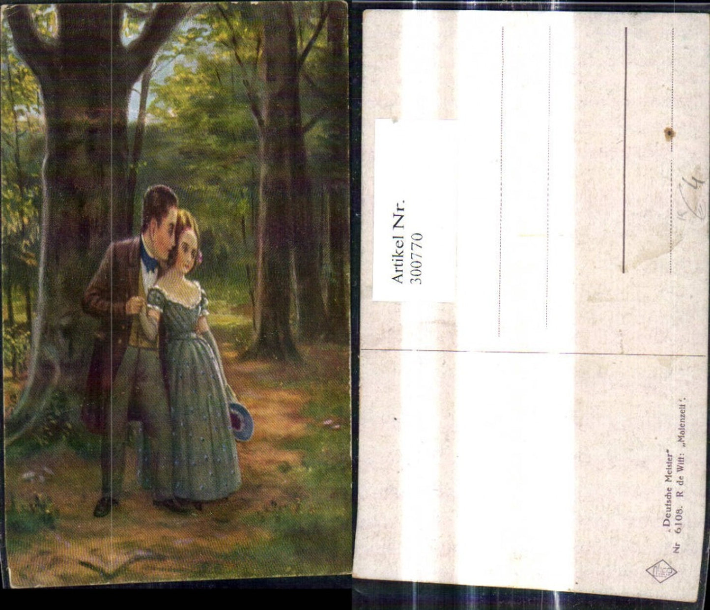 300770,Künstler Ak R. de Witt Maienzeit Liebe Paar Umarmung unter Baum