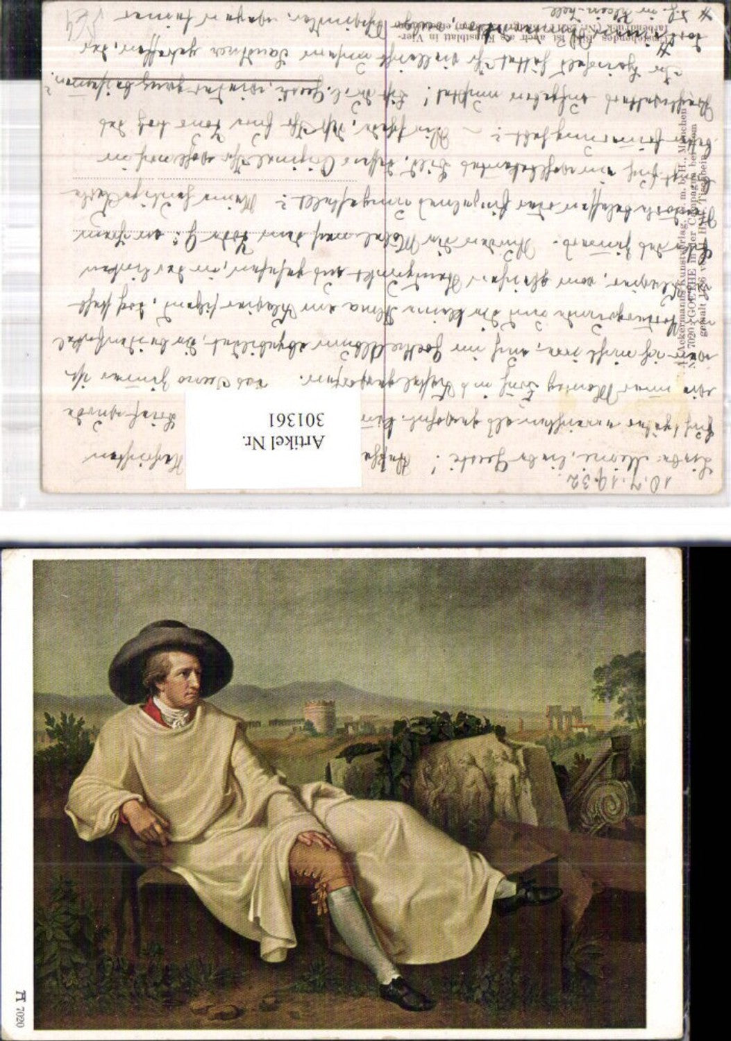 301361,Künstler Ak J. H. W. Tischbein Goethe i. d. Campagna b. Rom pub F. A. Ackermann 7020