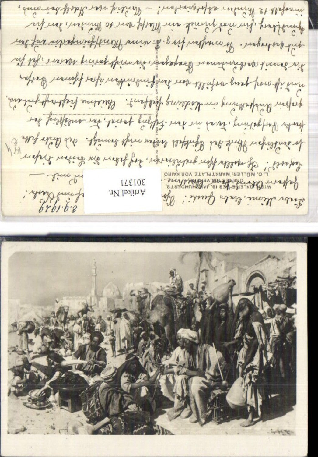 301371,Künstler Ak L. C. Müller Marktplatz vor Kairo Volkstypen Kamel