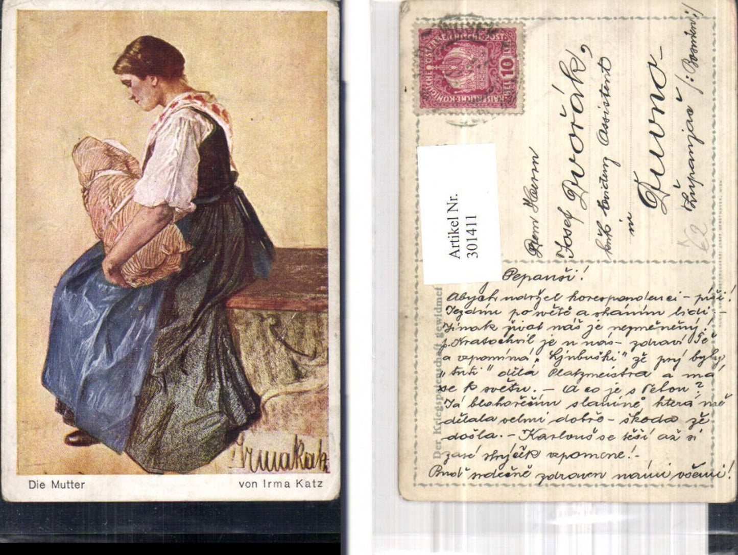 301411,Künstler Ak Irma Katz Die Mutter Kind Tracht