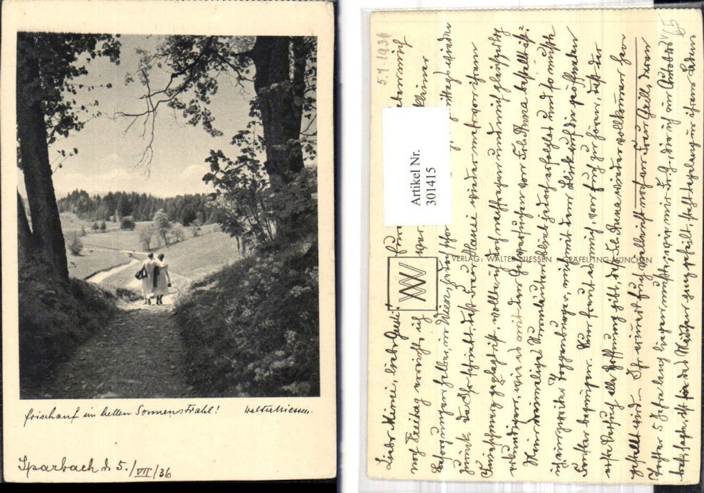 301415,Künstler Ak Mädchen spazieren a. Weg Landschaft pub Walter Niessen