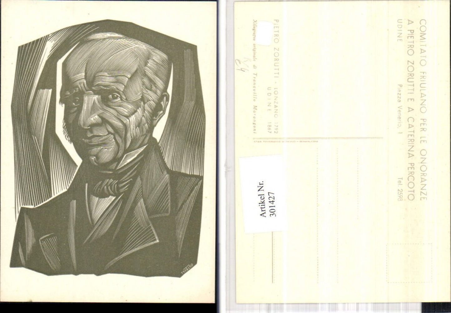 301427,Künstler Ak Pietro Zorutti Lonzano Mann Portrait