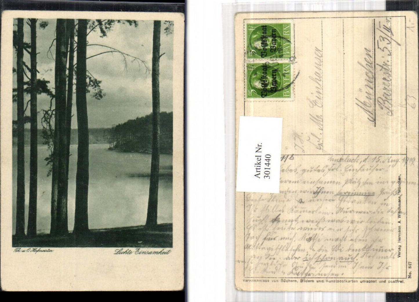 301440,Künstler Ak Th. u. O. Hofmeister Lichte Einsamkeit Bäume a. Ufer See Landschaft