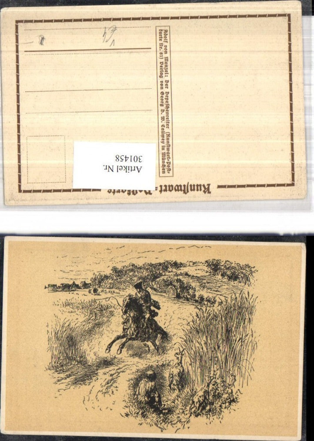 301458,Künstler Ak Adolf von Menzel Der Depeschenreiter pub Kunstwart 81