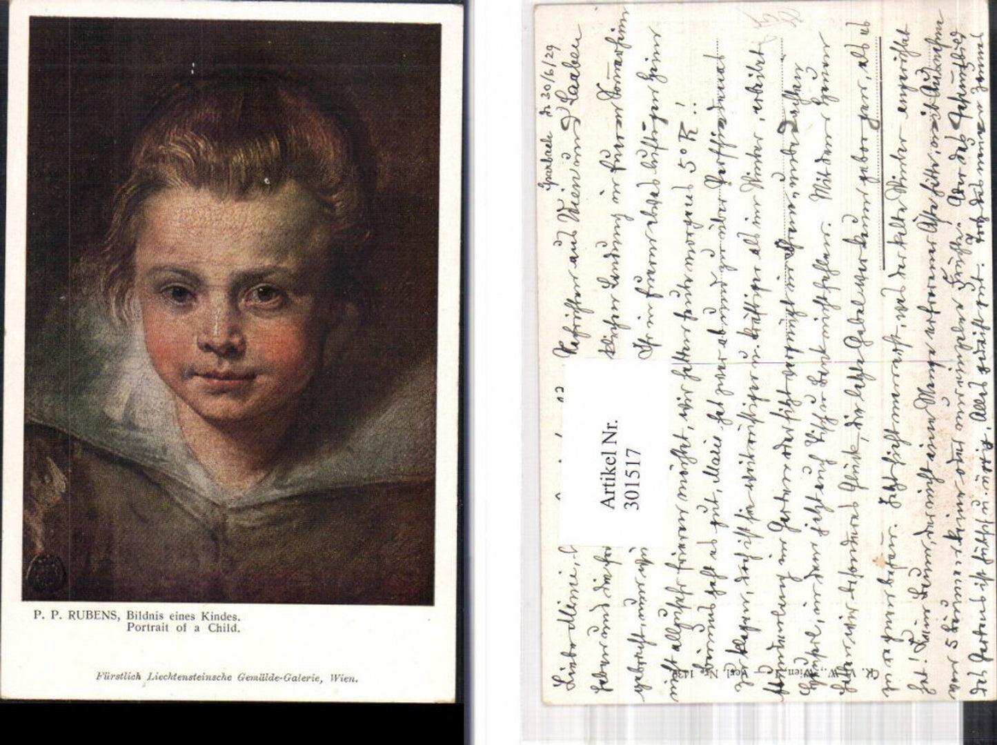 301517, Artist Ak Peter Paul Rubens Portrait of a Child