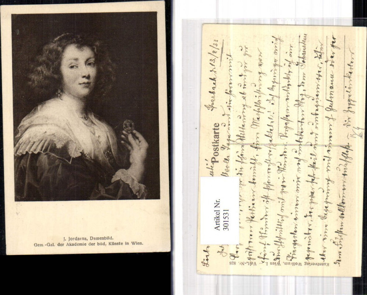 301531,Künstler Ak J. Jordaens Damenbild Frau Portrait