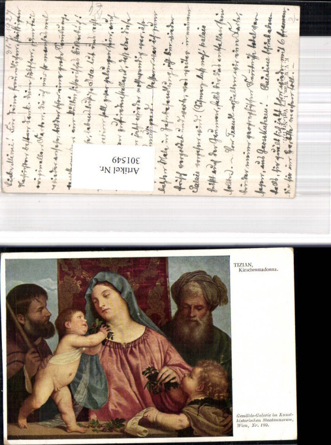 301549,Künstler Ak Tizian Kirschenmadonna