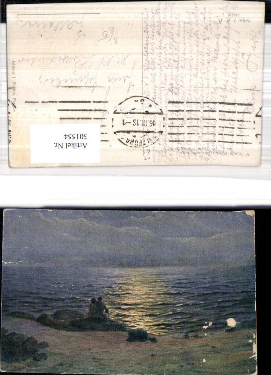 301554,Künstler Ak B. Semilk-Klimes Beim Mondscheine Paar a. Ufer