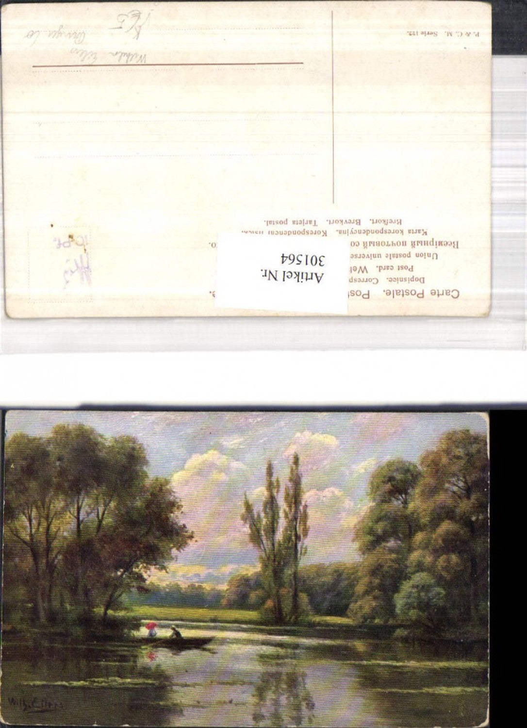 301564,Künstler Ak Wilhelm Eilern Ruderboot See Landschaft Boot pub Purger Co 122