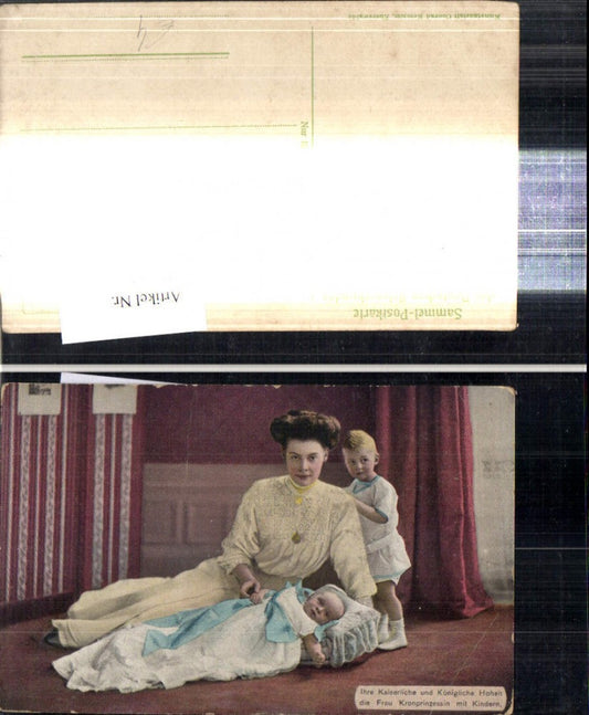 302889,Kronprinzessin m. Kindern Cecilie zu Mecklenburg Frau v. Wilhelm von Preußen Adel Monarchie