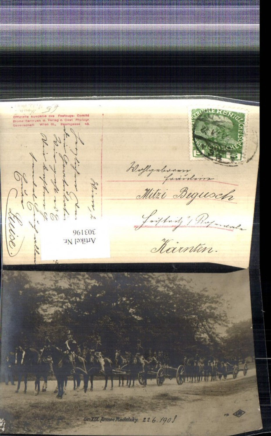 303196,Wien Kaiser Jubiläums Huldigungs Festzug Gr. XIX Armee Radetzky