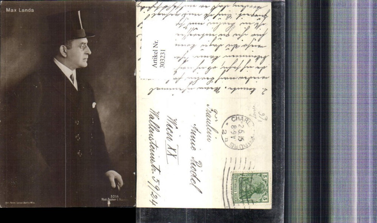 303231,Max Landa Schauspieler Hut Zylinderhut pub Hermann Leiser 5216