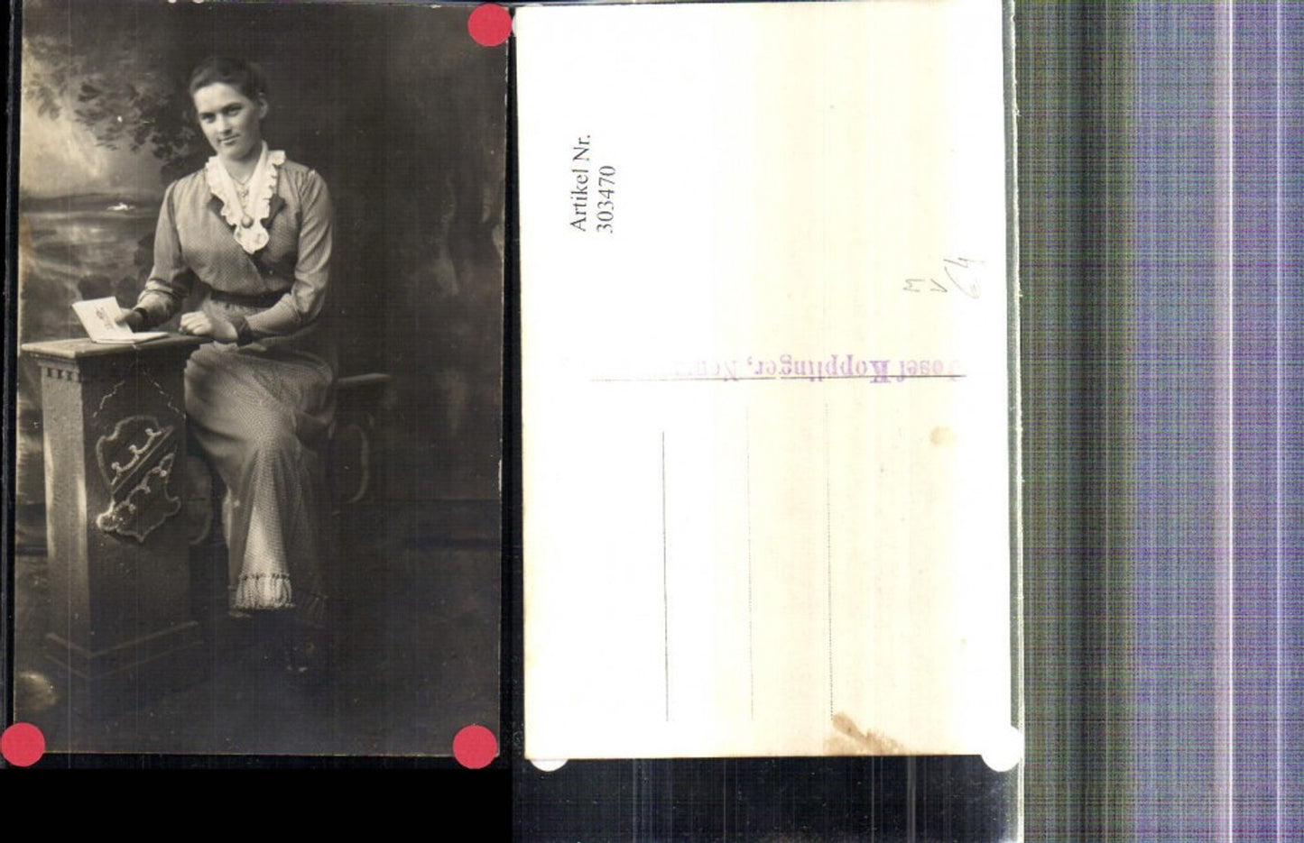 303470, Photo Ak Woman Portrait sitting by wall Reading book pub Josef Kopplinger Neumarkt Rett