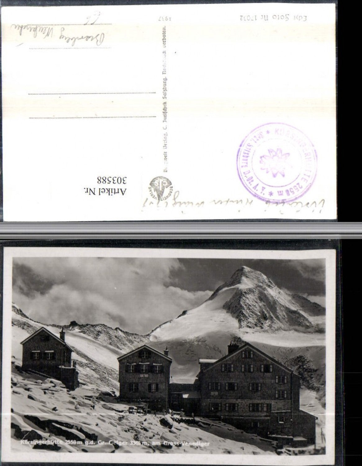 303588,Kürsingerhütte Berghütte geg. Großen Geiger am Großvenediger b. Bramberg Neukirchen