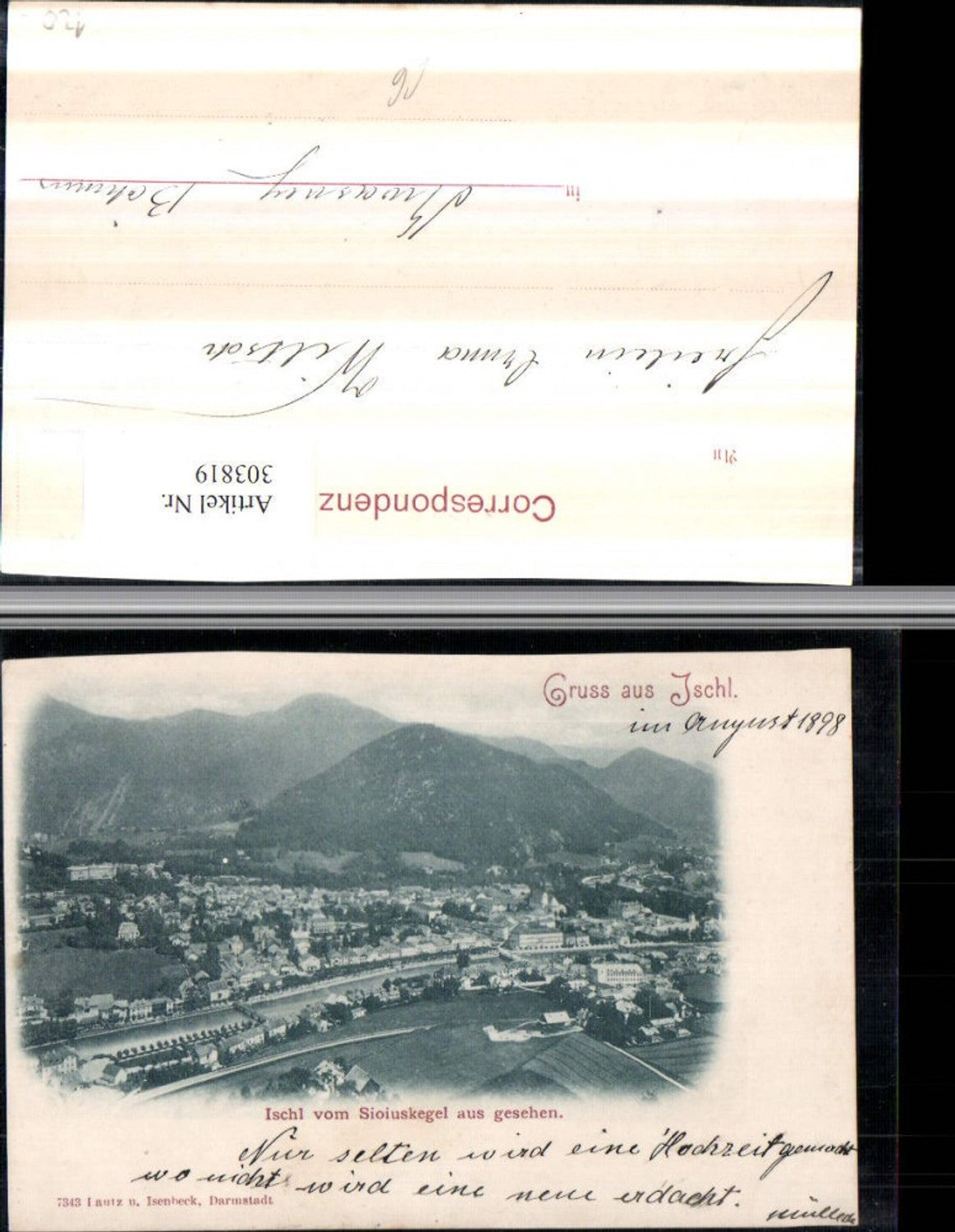 303819,Gruß aus Bad Ischl Totale vom Sioiuskegel Bergkulisse