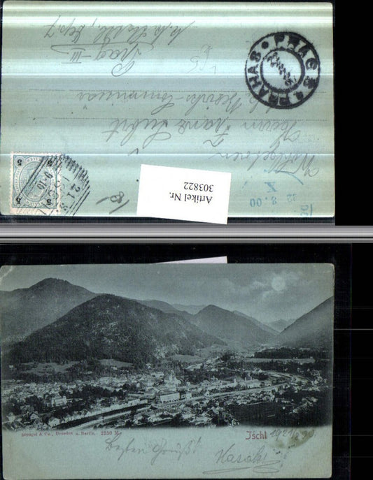 303822,Mond Litho Bad Ischl Totale Bergkulisse pub Stengel & Co 2550