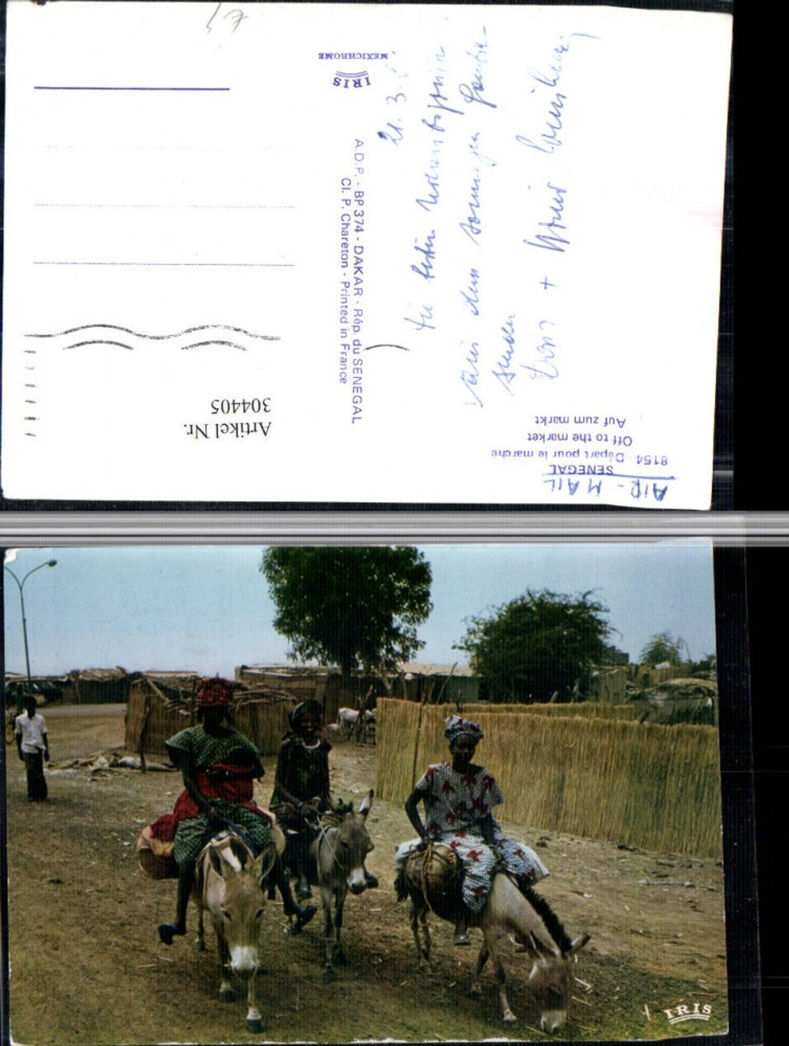 304405,Senegal Depart pour le marche Auf zum Markt Volkstypen Esel Packesel