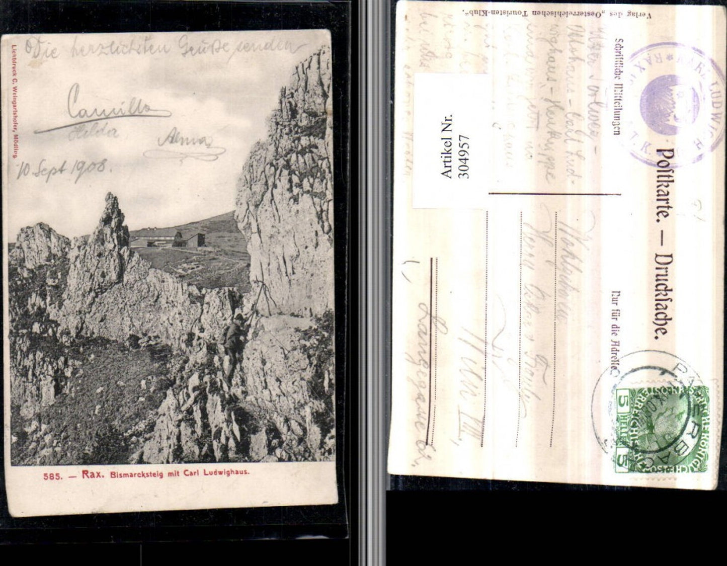 304957,Rax Bismarcksteig m. Karl Ludwig-Haus b. Prein