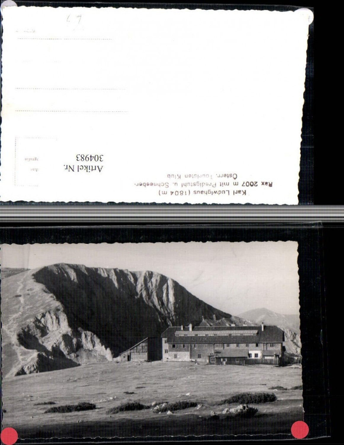 304983, Rax Karl Ludwig-Haus mountain hut near Prein with Predigtstuhl and Schneeberg mountain scenery