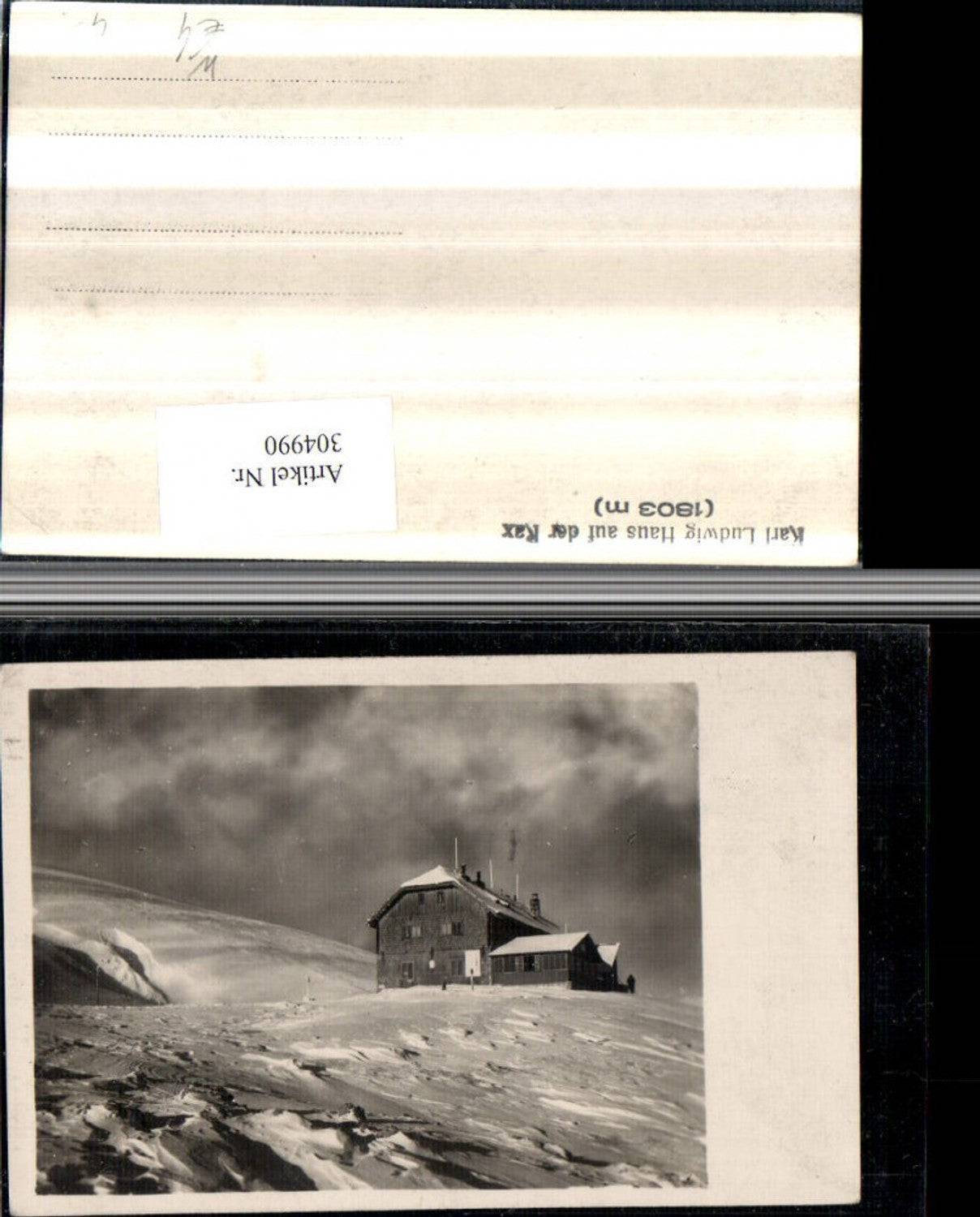 304990,Foto AK Karl Ludwig-Haus Berghütte auf d. Rax b. Prein Winterbild