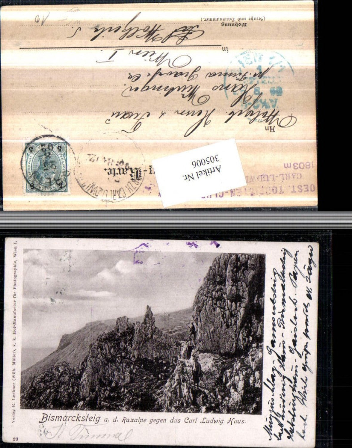 305006,Bismarcksteig a. d. Raxalpe geg. Karl Ludwig-Haus b. Prein