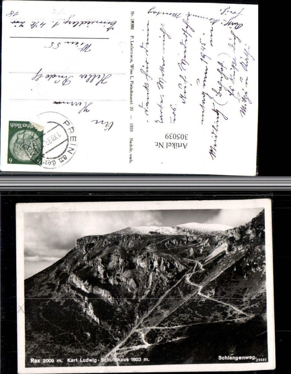 305039,Rax Schlangenweg m. Karl Ludwig-Schutzhaus Berghütte b. Prein