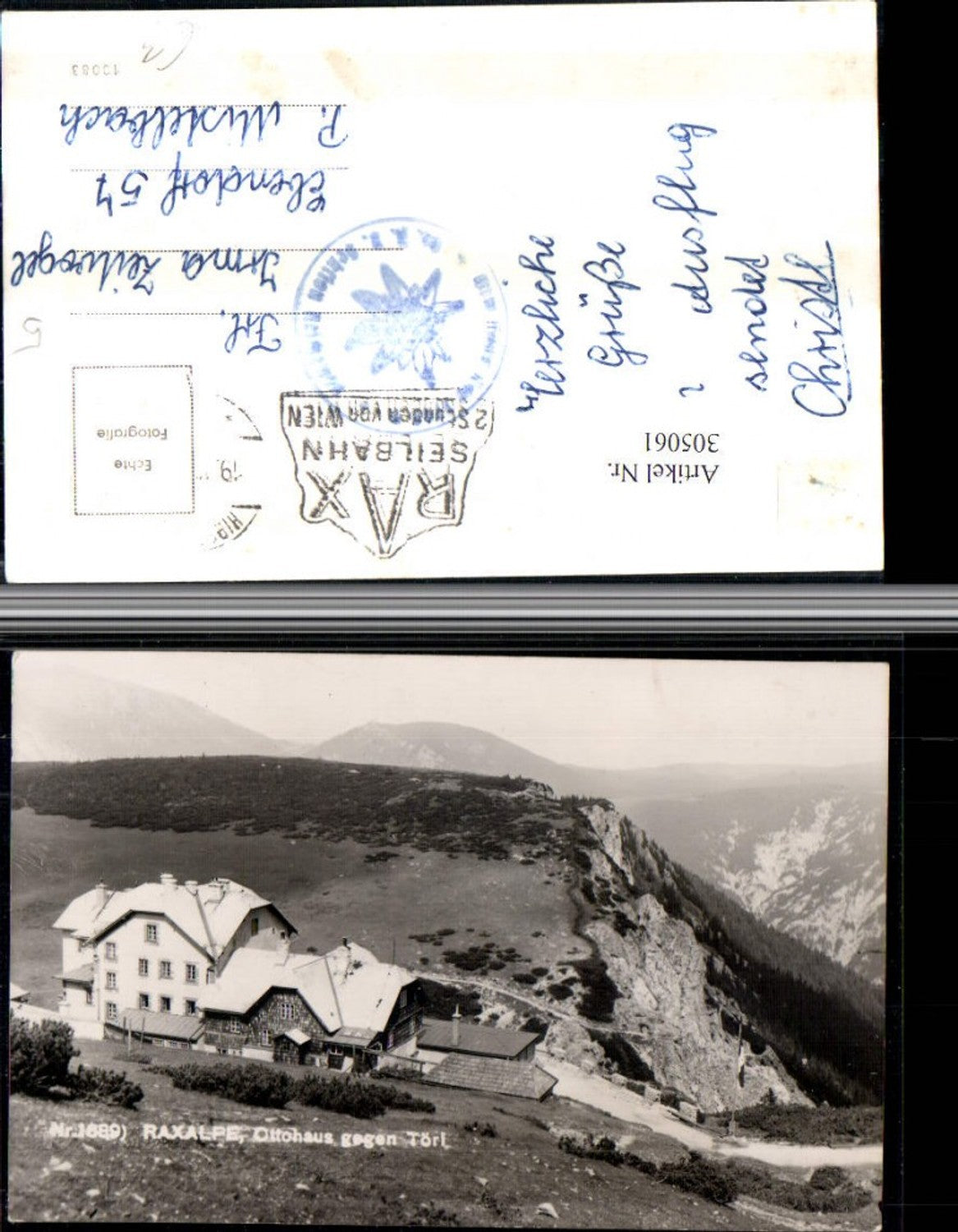 305061,Raxalpe Ottohaus Berghütte b. Reichenau geg. Törl