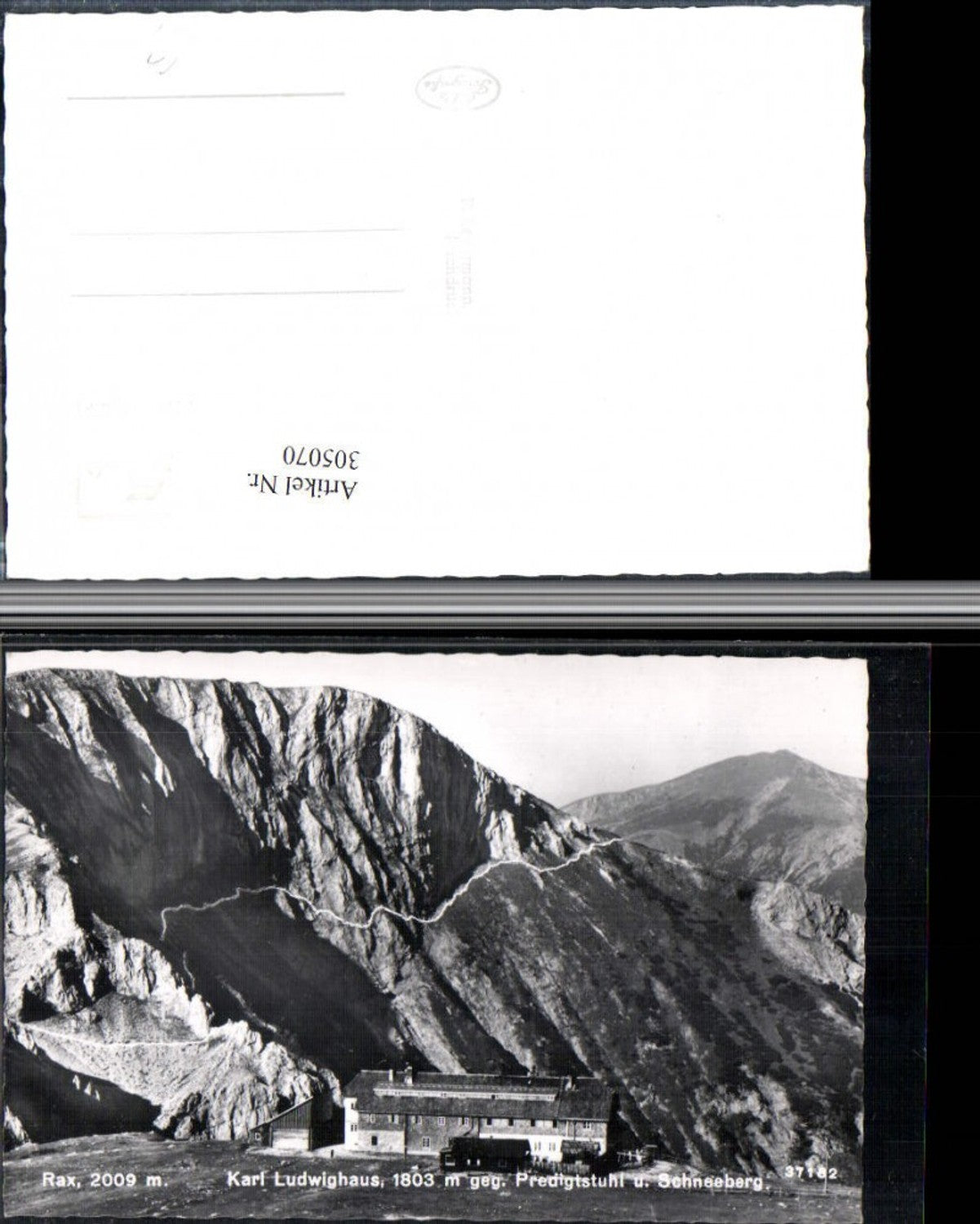 305070,Rax Karl Ludwig-Haus Berghütte b. Prein geg. Predigtstuhl u. Schneeberg Bergkulisse