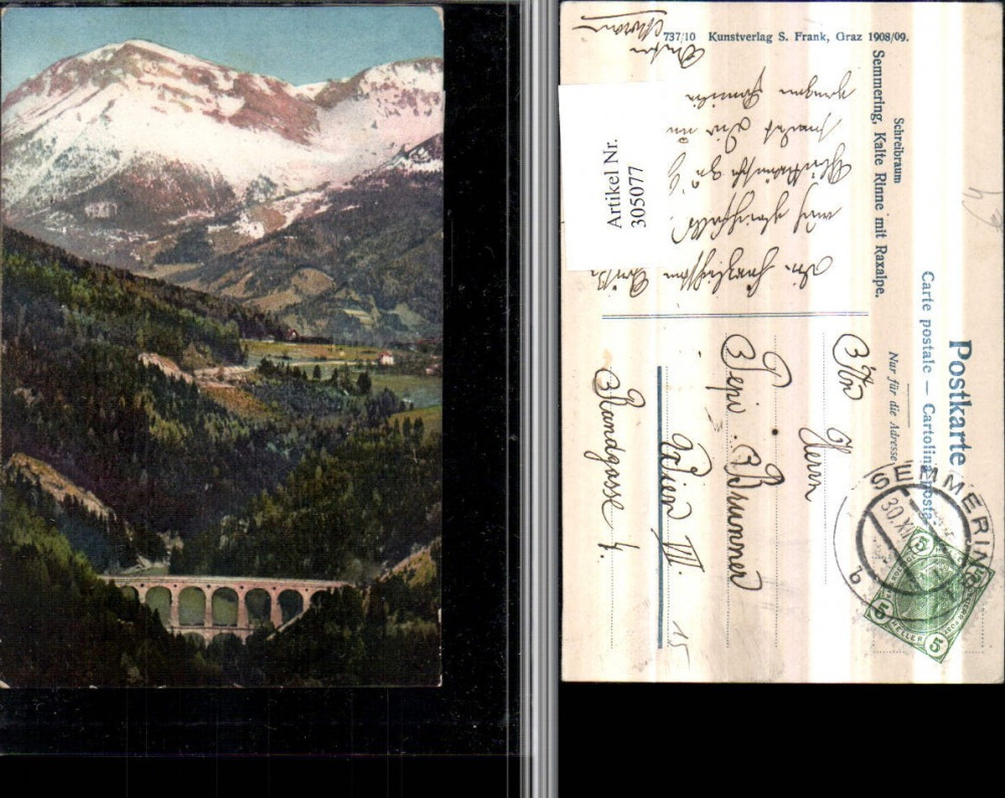 305077,Semmering Kalte Rinne Viadukt m. Raxalpe Bergkulisse