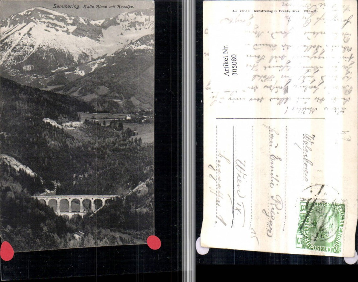 305080,Semmering Kalte Rinne Viadukt m. Raxalpe Bergkulisse