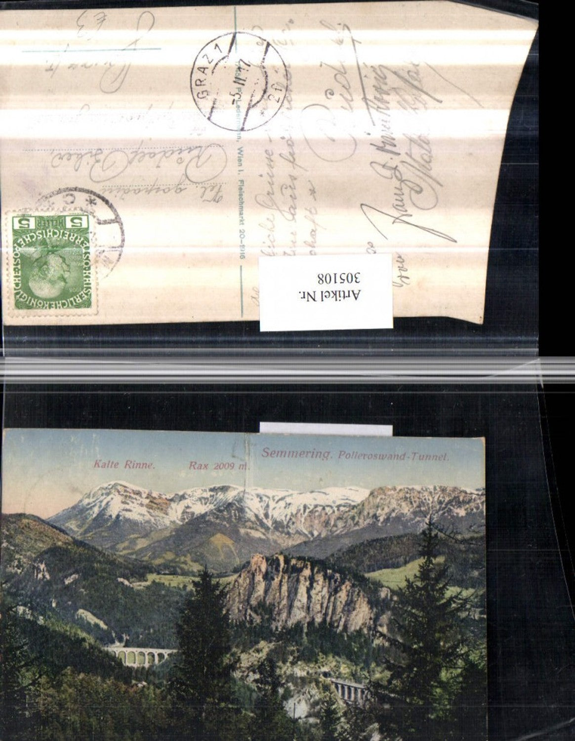 305108,Semmering Polleroswand-Tunnel Kalte Rinne Viadukt m. Rax Bergkulisse